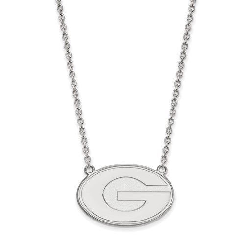 Sterling Silver Rhodium-plated LogoArt University of Georgia Letter G Large Pendant Necklace, 18"