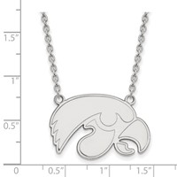 Sterling Silver Rhodium-plated LogoArt University of Iowa Hawk Large Pendant Necklace, 18" view 2