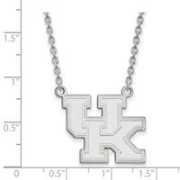Sterling Silver Rhodium-plated LogoArt University of Kentucky U-k Large Pendant Necklace, 18" view 2