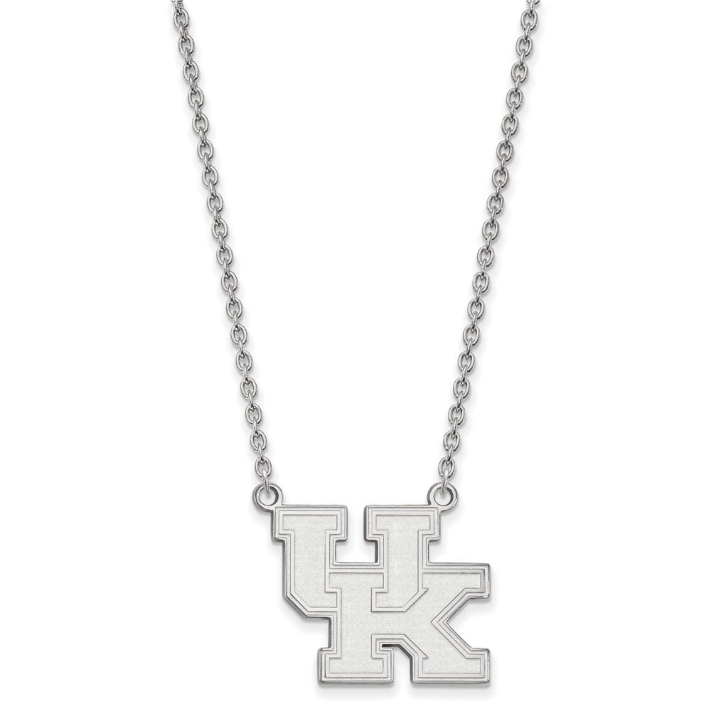 Sterling Silver Rhodium-plated LogoArt University of Kentucky U-k Large Pendant Necklace, 18"