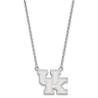 Sterling Silver Rhodium-plated LogoArt University of Kentucky U-k Large Pendant Necklace, 18" view 1