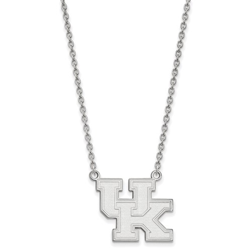 Sterling Silver Rhodium-plated LogoArt University of Kentucky U-k Large Pendant Necklace, 18"