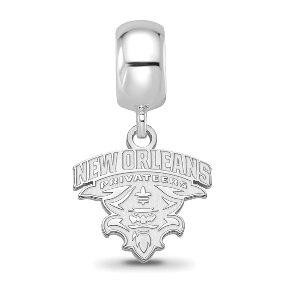 Sterling Silver Rhodium-plated LogoArt University of New Orleans U-N-O Small Dangle Bead Charm
