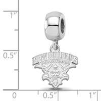Sterling Silver Rhodium-plated LogoArt University of New Orleans U-n-o Small Dangle Bead Charm view 3