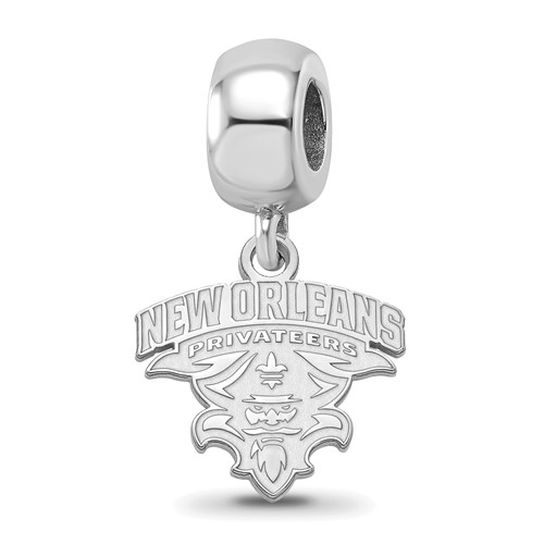 Sterling Silver Rhodium-plated LogoArt University of New Orleans U-n-o Small Dangle Bead Charm