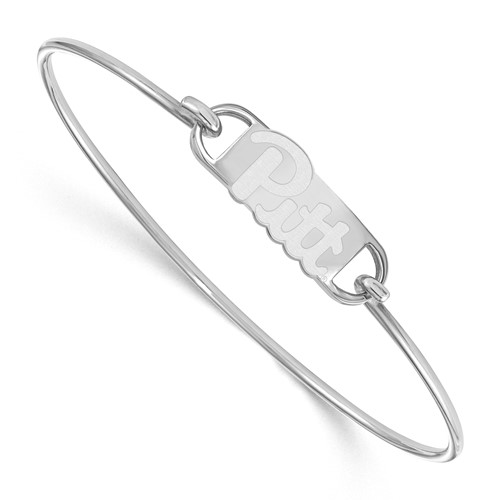 Sterling Silver Rhodium-plated LogoArt University of Pittsburgh Small Center Wire Bangle, 7"