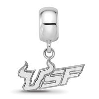 Sterling Silver Rhodium-plated LogoArt University of South Florida U-s-f Small Dangle Bead Charm view 3