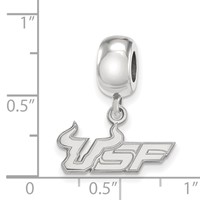 Sterling Silver Rhodium-plated LogoArt University of South Florida U-s-f Small Dangle Bead Charm view 4