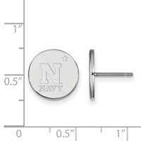 Sterling Silver Rhodium-plated LogoArt US Naval Academy Small Disc Post Earrings view 2
