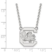 Sterling Silver Rhodium-plated LogoArt University of South Carolina Large Pendant Necklace, 18" view 2