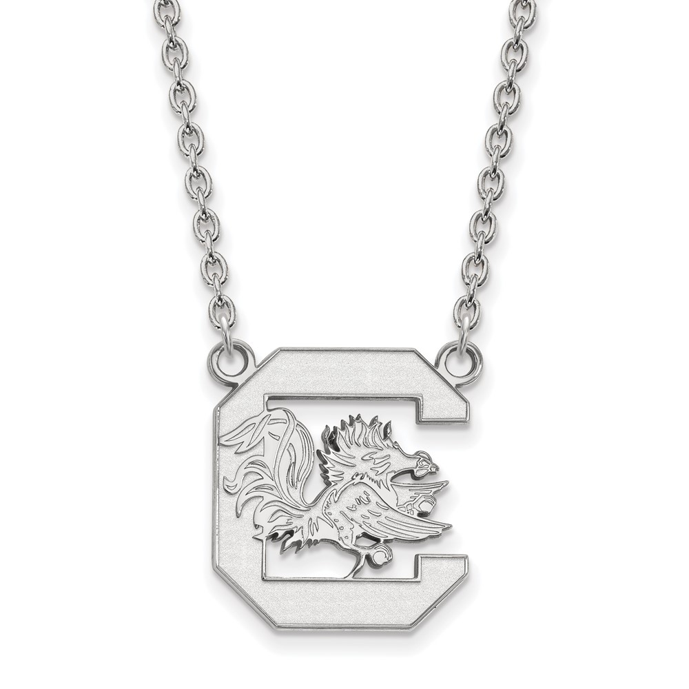Sterling Silver Rhodium-plated LogoArt University of South Carolina Large Pendant Necklace, 18"
