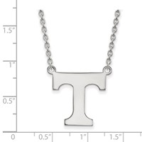 Sterling Silver Rhodium-plated LogoArt University of Tennessee Letter T Large Pendant Necklace, 18" view 2