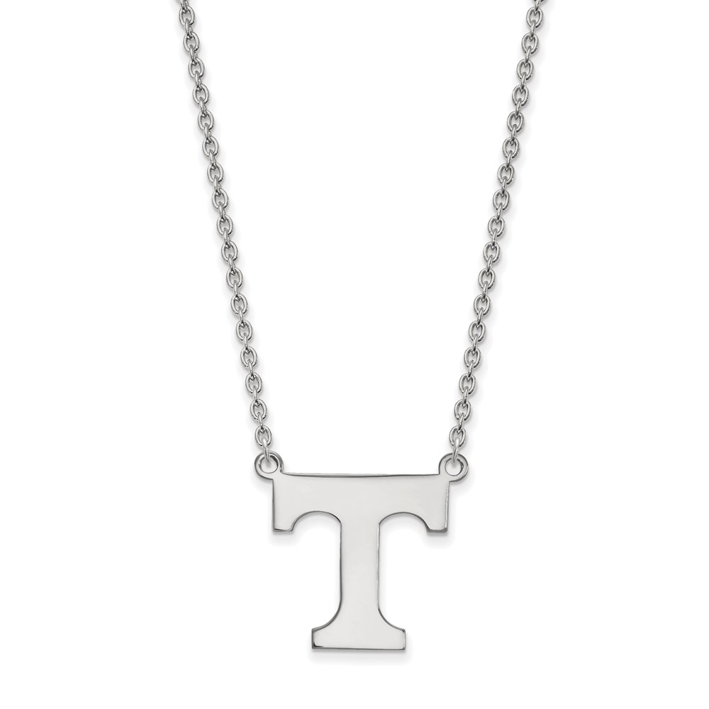 Sterling Silver Rhodium-plated LogoArt University of Tennessee Letter T Large Pendant Necklace, 18"