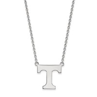 Sterling Silver Rhodium-plated LogoArt University of Tennessee Letter T Large Pendant Necklace, 18" view 1