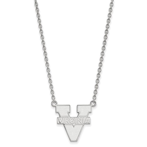 Sterling Silver Rhodium-plated LogoArt University of Virginia Large Pendant Necklace, 18"
