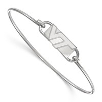 Sterling Silver Rhodium-plated LogoArt Virginia Tech V-t Small Center Wire Bangle, 7" view 1