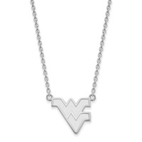 Sterling Silver Rhodium-plated LogoArt West Virginia University W-v Large Pendant Necklace, 18" view 2