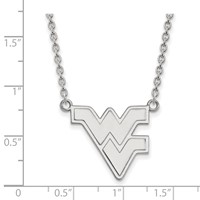 Sterling Silver Rhodium-plated LogoArt West Virginia University W-v Large Pendant Necklace, 18" view 3