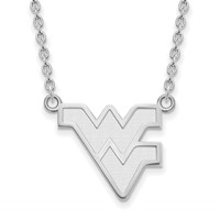 Sterling Silver Rhodium-plated LogoArt West Virginia University W-v Large Pendant Necklace, 18" view 1