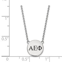 Sterling Silver Rhodium-plated LogoArt Alpha Epsilon Phi Sorority Greek Letters Small Black Enamel Pendant Necklace, 18" view 2