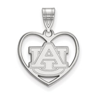 Sterling Silver Rhodium-plated LogoArt Auburn University Heart Pendant view 1