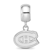 Sterling Silver Rhodium-plated Nhl LogoArt Montreal Canadiens Extra Small Dangle Bead Charm view 3