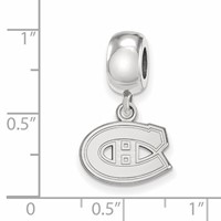 Sterling Silver Rhodium-plated Nhl LogoArt Montreal Canadiens Extra Small Dangle Bead Charm view 4