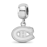 Sterling Silver Rhodium-plated Nhl LogoArt Montreal Canadiens Extra Small Dangle Bead Charm view 1