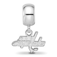 Sterling Silver Rhodium-plated Nhl LogoArt Washington Capitals Extra Small Dangle Bead Charm view 3
