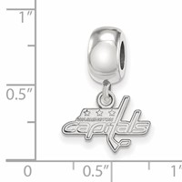 Sterling Silver Rhodium-plated Nhl LogoArt Washington Capitals Extra Small Dangle Bead Charm view 4
