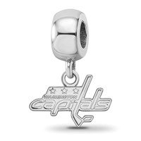 Sterling Silver Rhodium-plated Nhl LogoArt Washington Capitals Extra Small Dangle Bead Charm view 1