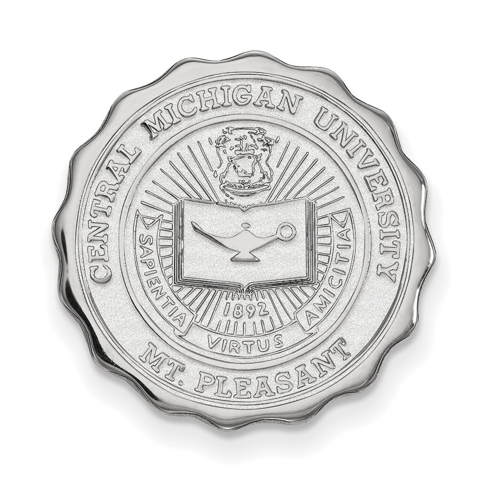Sterling Silver Rhodium-plated LogoArt Central Michigan University Crest Lapel Pin