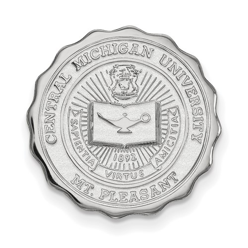 Sterling Silver Rhodium-plated LogoArt Central Michigan University Crest Lapel Pin