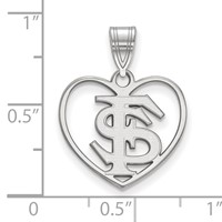 Sterling Silver Rhodium-plated LogoArt Florida State University F-s Heart Pendant view 2