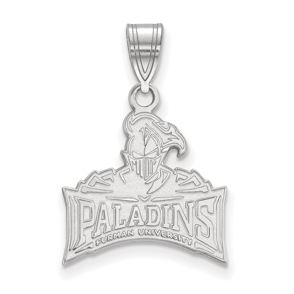 Sterling Silver Rhodium-plated LogoArt Furman University Paladins Medium Pendant