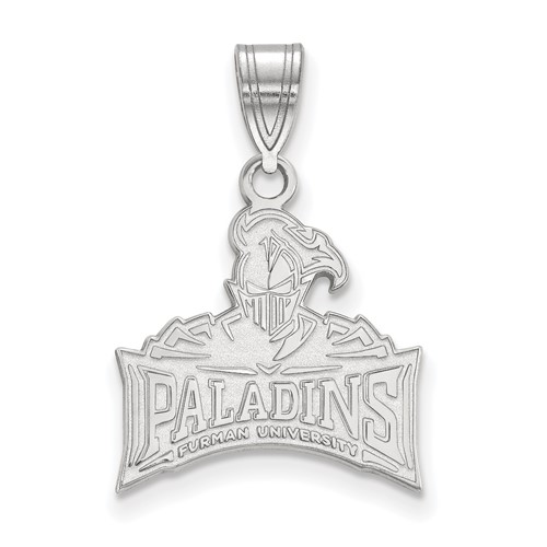 Sterling Silver Rhodium-plated LogoArt Furman University Paladins Medium Pendant