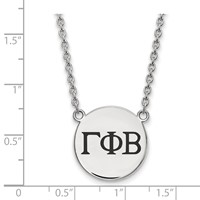 Sterling Silver Rhodium-plated LogoArt Gamma Phi Beta Sorority Greek Letters Large Black Enamel Pendant Necklace, 18" view 2