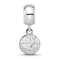 Sterling Silver Rhodium-plated Nhl LogoArt New York Islanders Extra Small Dangle Bead Charm view 3