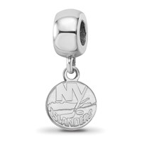 Sterling Silver Rhodium-plated Nhl LogoArt New York Islanders Extra Small Dangle Bead Charm view 1