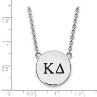Sterling Silver Rhodium-plated LogoArt Kappa Delta Sorority Greek Letters Large Black Enamel Pendant Necklace, 18" view 2