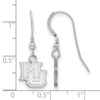 Sterling Silver Rhodium-plated LogoArt Marquette University M-u Extra Small Dangle Wire Earrings view 2