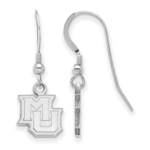 Sterling Silver Rhodium-plated LogoArt Marquette University M-u Extra Small Dangle Wire Earrings