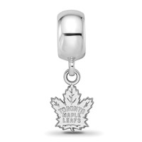 Sterling Silver Rhodium-plated Nhl LogoArt Toronto Maple Leafs Extra Small Dangle Bead Charm view 3