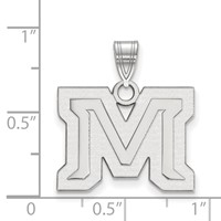 Sterling Silver Rhodium-plated LogoArt Montana State University Letter M Medium Pendant view 2