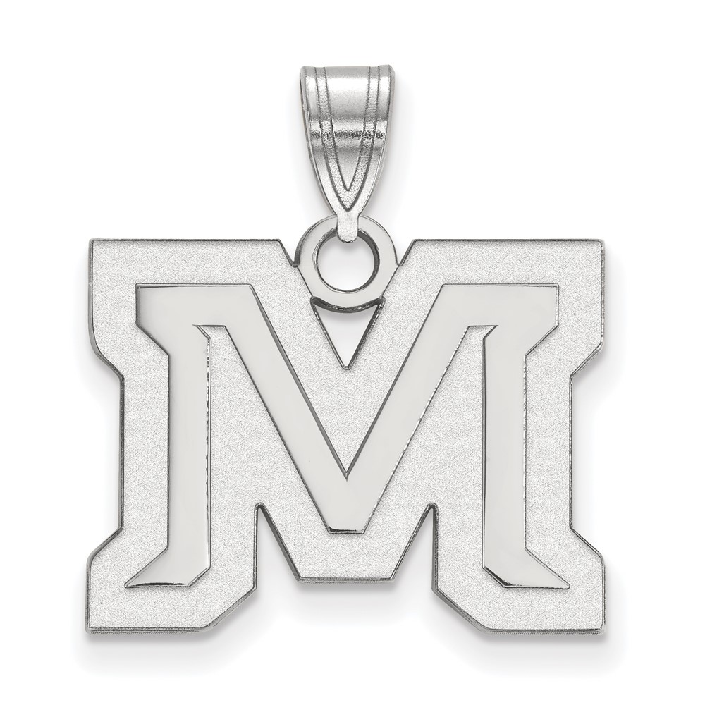 Sterling Silver Rhodium-plated LogoArt Montana State University Letter M Medium Pendant