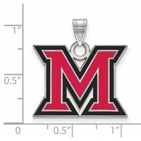 Sterling Silver Rhodium-plated LogoArt Miami University Ohio Letter M Large Enameled Pendant view 2