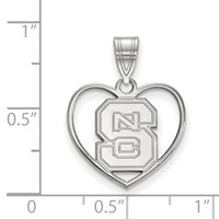 Sterling Silver Rhodium-plated LogoArt North Carolina State University N-c-s Heart Pendant view 2