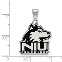 Sterling Silver Rhodium-plated LogoArt Northern Illinois University N-i-u Huskies Large Enameled Pendant view 2