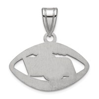 Sterling Silver Rhodium-plated LogoArt Oklahoma State University O-s-u Football Pendant view 4
