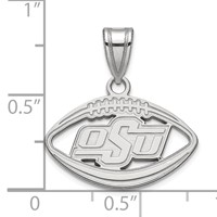 Sterling Silver Rhodium-plated LogoArt Oklahoma State University O-s-u Football Pendant view 3